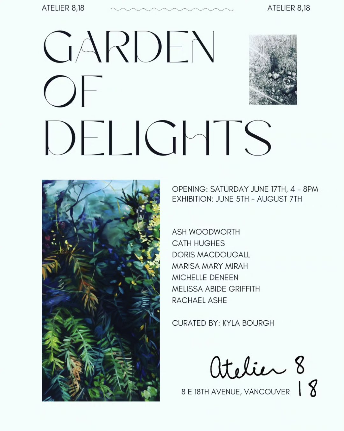 Atelier 8.18 Gardens of Delight Art Exhibition Show Poster